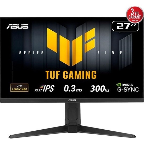 ASUS TUF GAMING VG27AQML5A 27 HDR400 2K FAST IPS FreeSync VE G-SYNC UYUMLU 2560x1440 0.3ms 300Hz 300cd DP HDMI USB Hoparlör 3 Yıl Garanti