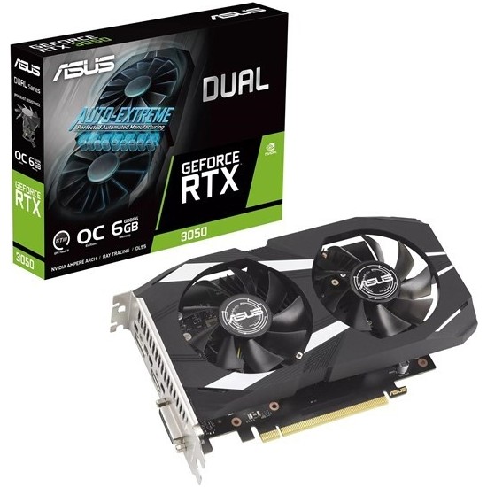 ASUS DUAL-RTX3050-O6G-NVIDIA-GEFORCE-RTX 3050-6G-6GB GDDR6-96bit-1537MHz-OC-DVI-HDMI-DP-EKRAN KARTI