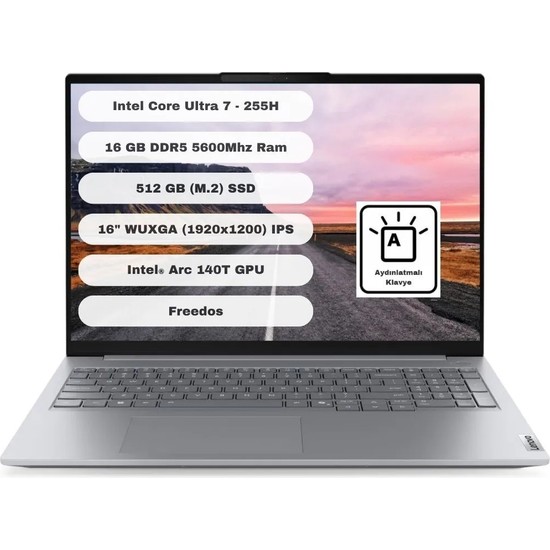 Lenovo Thınkbook 21SK007UTX U7-255H 16GB (DDR5-5600) 512GB SSD 16" WUXGA (1920x1200) IPS 60 Hz Freedos