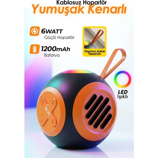 Azurtech Blıc Bls-88 Mini Bluetooth Hoparlör 6W LED Işıklı Taşınabilir Kablosuz Speaker Usb/tf Destekli 1500 Mah