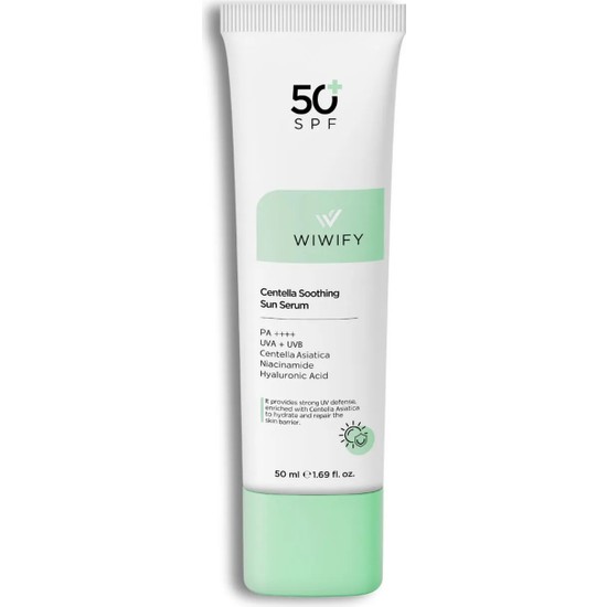 Wiwify Yatıştırıcı Onarıcı Yüksek Korumalı Centella Soothing Sun Serum SPF 50 + Pa ++++ 50 ml