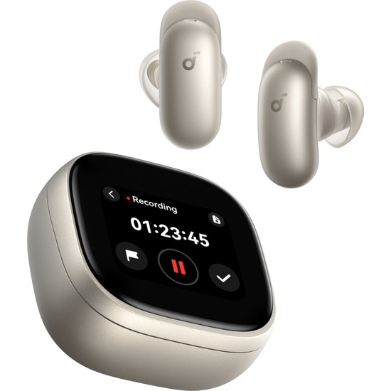 Anker Soundcore Liberty 5 Pro Max, Adaptif ANC, Not Alma Özelliği, Yapay Zeka Desteği, Akıllı Ekran, Gold - D1204