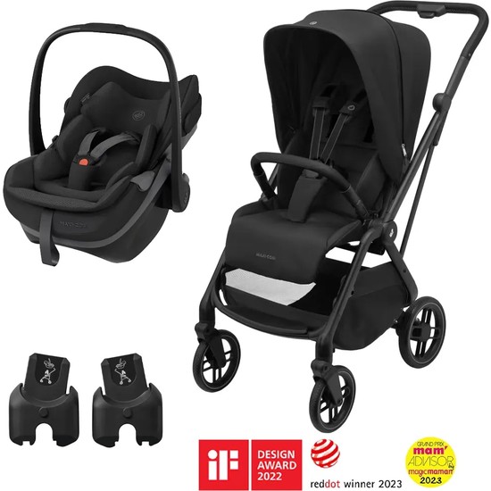 Maxi-Cosi Leona2-Pebble Slide Pro Tek Elle Katlanabilen Çift Yönlü Seyahat Sistem Bebek Arabası Black