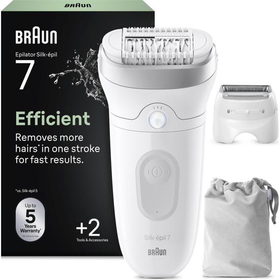 Braun Silk·épil 7 Epilatör, Islak ve Kuru, Kalıcı Pürüzsüz Cilt, 7-041