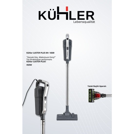 Kühler Luster Plus KH-V600 Kablolu Dikey Süpürge | Güçlü Emiş Performansı | Hafif ve Ergonomik Tasarım