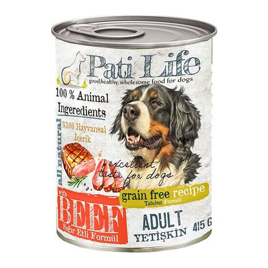 Pati Life Tahılsız Biftekli Köpek Konservesi 415 Gr 24'lü Yetişkin Köpekler İçin %100 Hayvansal İçerik