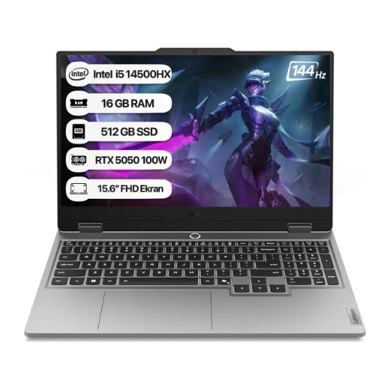 Lenovo LOQ Intel Core i5 14500HX 16GB 512GB SSD RTX5050 Freedos 15.6" Taşınabilir Bilgisayar 83JE0128TR