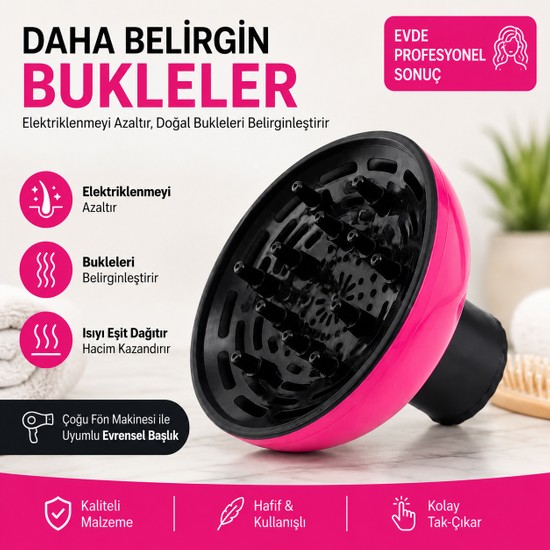 Dearling Profesyonel Fön Makinesi Vigo Başlığı - Hacimli ve Belirgin Kıvırcık Saçlar Için Evrensel Difüzör