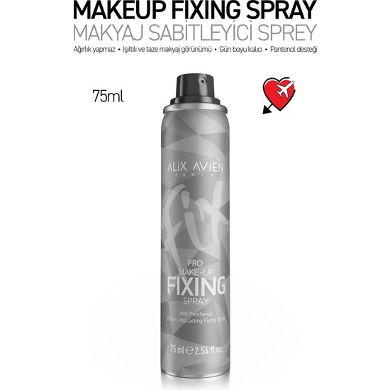 Alix Avien Gazsız Makyaj Sabitleyici Sprey 75 ml – Nemlendirici Formül, SPF İçermez, Her Cilt Tipine Uygun
