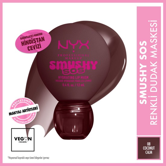 NYX Professional Makeup Smushy Sos Yoğun Nemlendirme Etkili Dudak Maskesi - 08 Coconut Calm