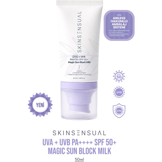 Magic Sun Block Milk Spf 50+ Yeni Nesil Filtreli Uva Uvb Yüz Güneş Kremi 50 ml