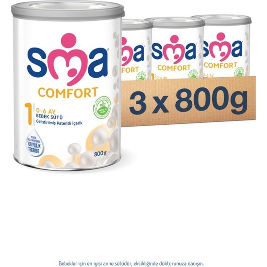 Sma Comfort 1 0-6 Ay Bebek Sütü 800 G 3'lü Set
