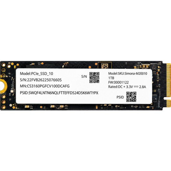 Simona M20010 1tb 6799/6171 Mb/s Pcıe 4.0 X4 Nvme M.2 2280 SSD CS3160PGFCV100DCAFG (Huawei Oem)