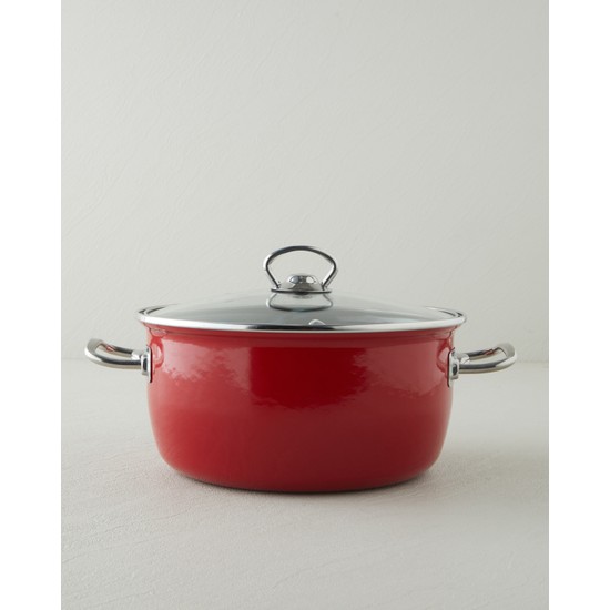 English Home Sartagi Emaye Kızartma Tenceresi 22 cm Kırmızı