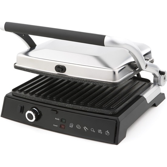 King K-462 GrillMaster 2000W Granit Izgara ve Tost Makinesi İnox