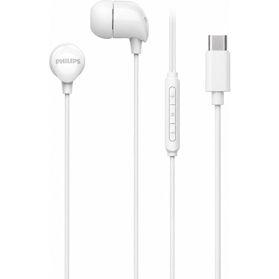 Philips TAE2146WT/00 USB-C Mikrofonlu Kablolu Kulak İçi Kulaklık, 10 mm Sürücü, Ses Kontrolü, Beyaz