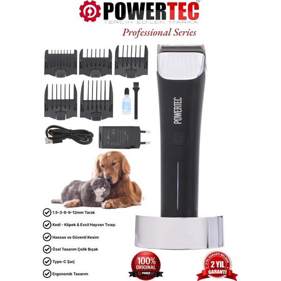 Powertec TR-9100 Kedi Köpek Pet Evcil Hayvan Tıraş Makinesi