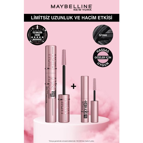 Maybelline New York Lash Sensational Sky High Maskara Siyah Renkli Hassas Gözler İçin Hacim Etkisi