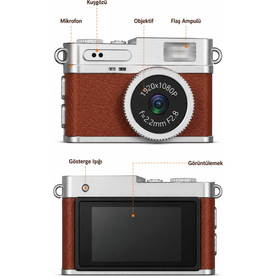 MPIA Mpıa Mini Retro Dijital Kamera 1080P Hd Kolye Tasarımlı Taşınabilir Fotoğraf Makinesi Geniş Açı IPS Ekran Type C