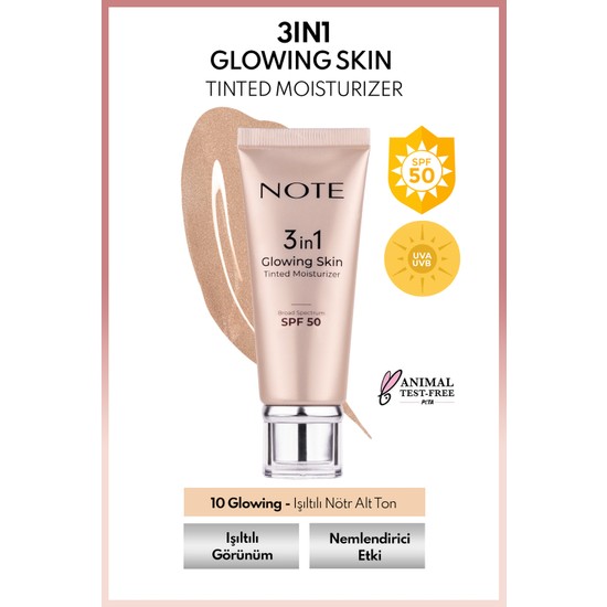 3 in 1 Glowing Skin Tinted Moisturizer SPF 50 Işıltılı Aydınlatıcı Krem