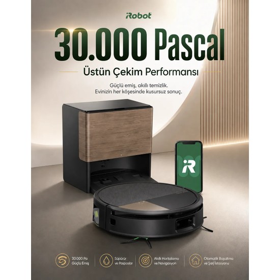 Irobot Roomba Max 775 Combo Robot Süpürge ve Paspas + Autowash Istasyonu (Siyah)