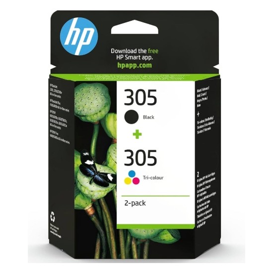 HP 305 Siyah ve Üç Renkli Mürekkep Kartuşu 2’li Paket 6ZD17AE