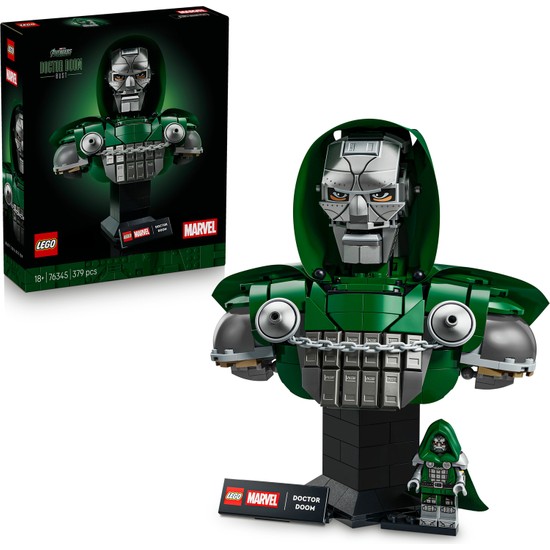 LEGO ® ǀ Marvel Doktor Doom Büstü 76345 - Yetişkinler için Minifigür İçeren Dekoratif Model Yapım Seti (379 Parça)