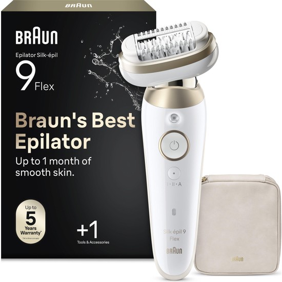 Braun Silk·épil 9 Flex Epilatör, Islak ve Kuru, Kalıcı Pürüzsüz Cilt, 9-030 3D