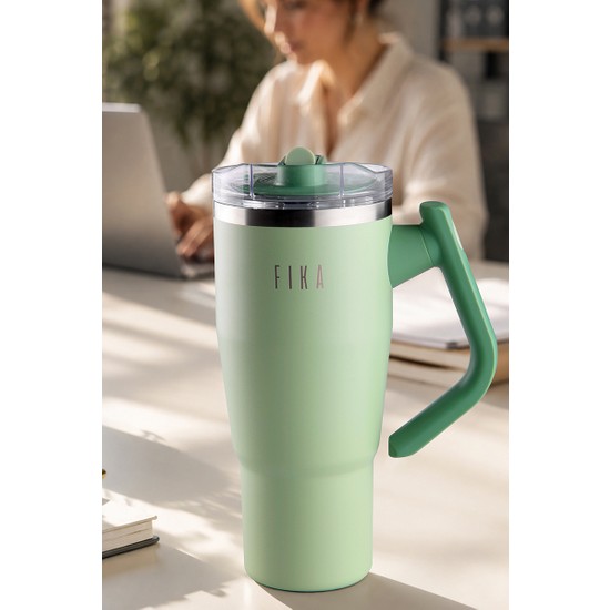 Neoflam Fika Lumi Patentli Döner Kulplu Sızdırmaz Çift Ağızlıklı Çelik Termos 950 ml - Mint Yeşili