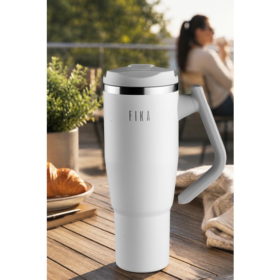 Neoflam Fika Lumi Patentli Döner Kulplu Sızdırmaz Çelik Termos 1200 ml - Beyaz