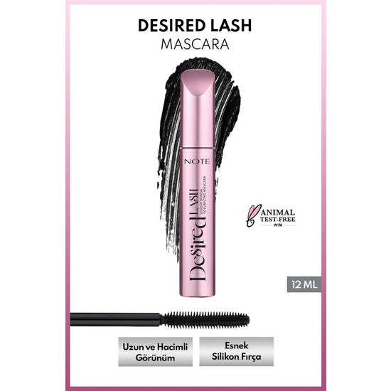 Note Cosmetics Note Desired Lash Mascara Uzunluk ve Yoğun Hacim Etkili Maskara - Siyah