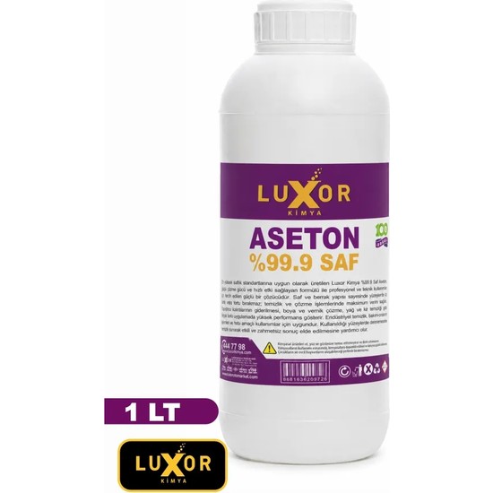 Luxor Kimya %99.9 Saf Aseton Beyaz 1 lt Güçlü Çözücü Özelliği ile Etkili Temizlik