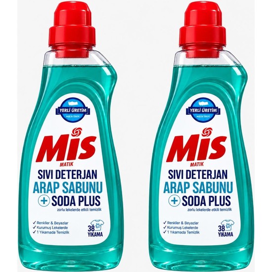 Mis Matik Sıvı Çamaşır Deterjanı Arap Sabunu + Soda Etkili 1.5 Lt 2 Adet