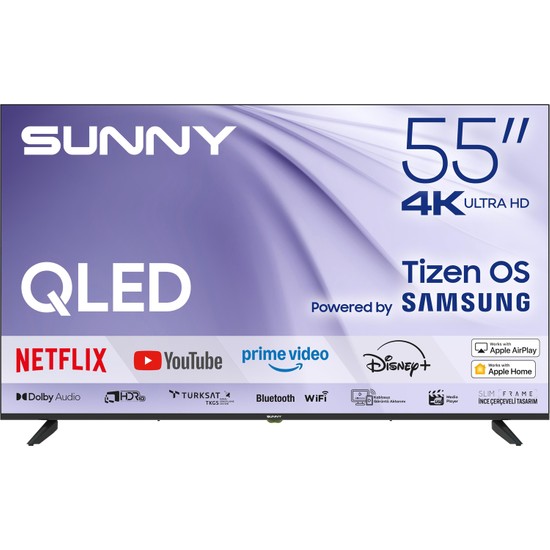 Sunny SN55QUPRL-T08I Milano 55'' 139 Ekran Uydu Alıcılı 4K Ultra HD Smart Tizen QLED TV