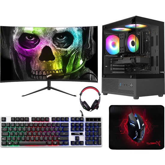 Turbox TX9531 Ryzen 5 5500 16GB Ram 512GB Nvme 8gb RX580 23.8 Curved Oyuncu Masaüstü Oyun Oem Paket