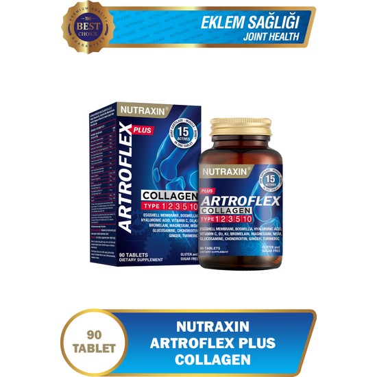 Nutraxin Artroflex Plus Collagen Tip 1 2 3 5 10 90 Tbl Magnezyum Bromelain Yumurta Kabuğu Glukozamin Msm