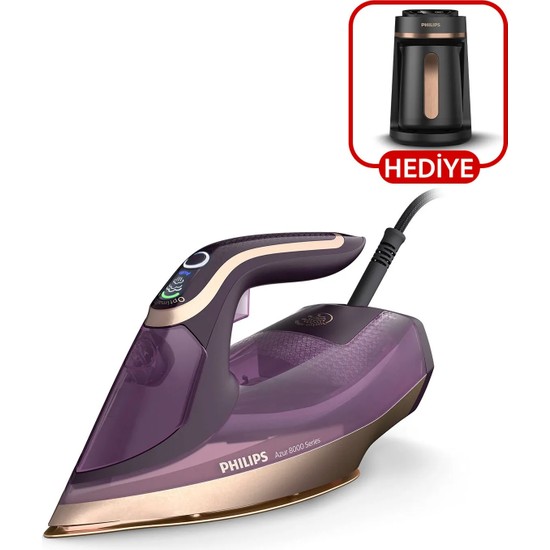 Philips Azur 8000 Serisi DST8040/30 3000 W Buharlı Ütü +  5000 Serisi HDA150/60 Bakır Türk Kahve Makinesi