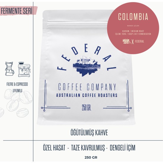 Federal x Hüüp Anaerobik Fermente Colombia Supremo Öğütülmüş Kahve (250gr)