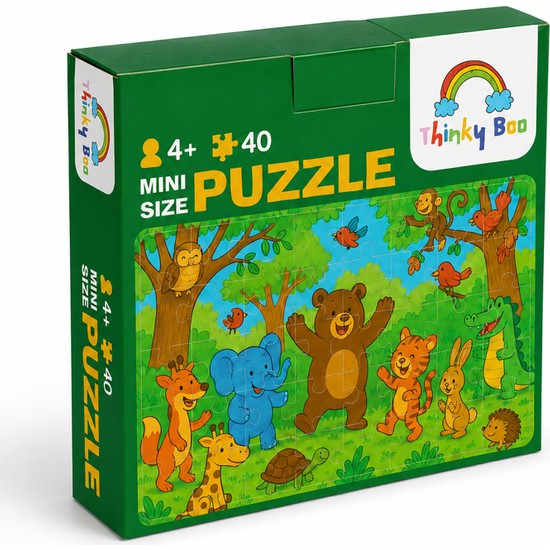 Mutlu Hayvanlar Mini Puzzle 40 Parça 3-7 Yaş Eğitici Çocuk Puzzle Yapboz