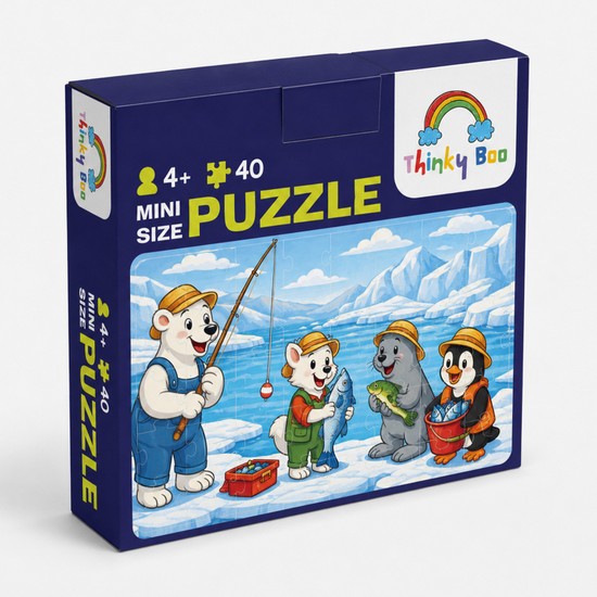 Thinky Boo Balıkçılar Mini Puzzle 40 Parça 3-7 Yaş Eğitici Çocuk Puzzle Yapboz