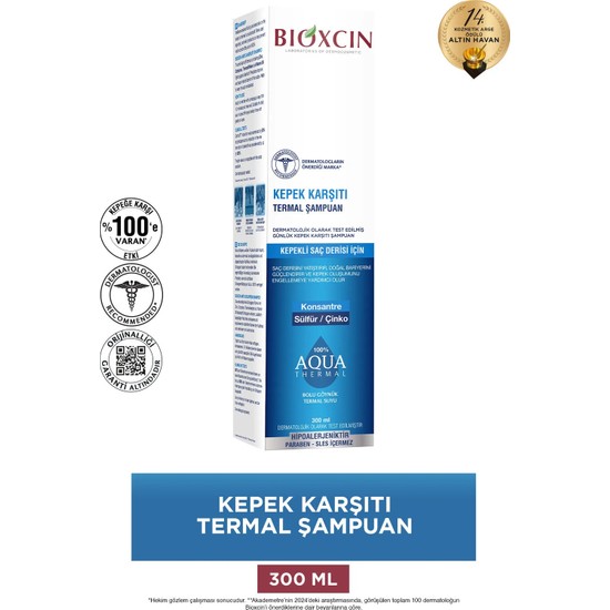 Bioxcin Aqua Thermal Kepek Karşıtı Şampuan 300ml Tüm Saç Tipleri - Kepek Kaşıntı Pullanma Karşıtı