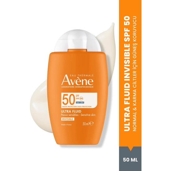 Avene Ultra Fluid Invisible Normal/Karma Ciltler İçin Ultra Hafif SPF 50 Güneş Kremi 50 ml