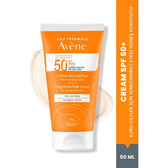 Avene Kuru Ciltler için SPF 50+ Güneş Kremi Yüksek Koruma ve Nemlendirici Etkili 50 ml