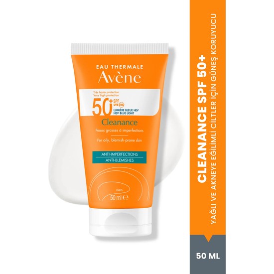 Avene Cleanance SPF 50+ Yağlı ve Akneye Eğilimli Ciltler için Yüksek Korumalı Güneş Kremi 50 ml