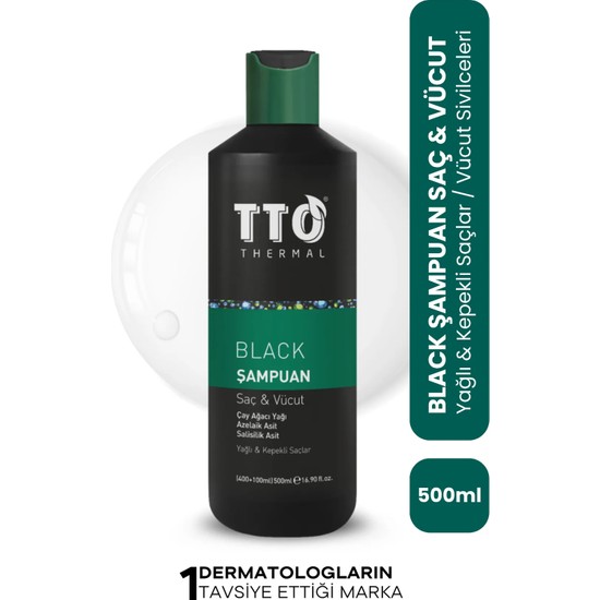TTO Thermal Black Saç ve Vücut Şampuanı 500 ml Bakım Yapıcı Özellikleriyle Normal Saçlar İçin