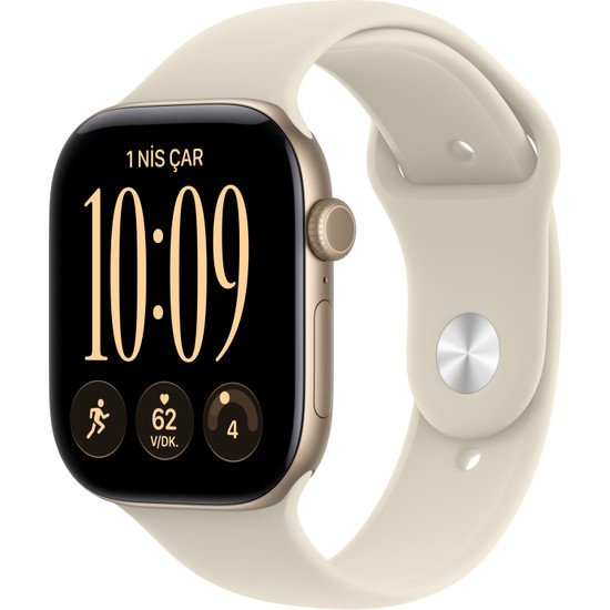 Apple Watch Series 12 Gps, 42 mm Uçuk Altın Rengi Alüminyum Kasa ve Kum Beji Spor Kordon - S/m