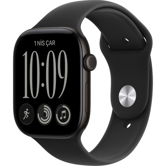 Apple Watch Series 12 Gps, 42 mm Siyah Alüminyum Kasa ve Siyah Spor Kordon - S/m