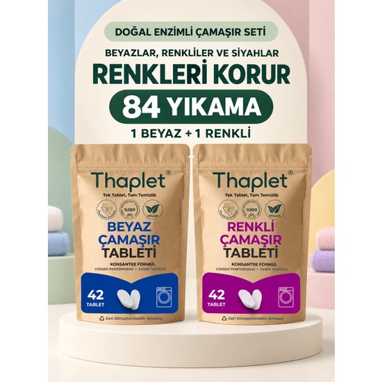 Thaplet Doğal Enzim Içerikli Çamaşır Deterjanı Seti 84 Adet Tablet