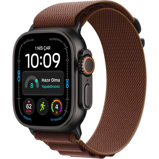 Apple Watch Ultra 4 Gps + Cellular, 49 mm Siyah Titanyum Kasa ve Burgonya Alpine Loop - Orta Boy