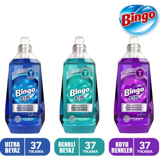 Bingo Jet Jel Ultra Beyaz 1480 Mlx1 + Renkli&beyaz 1480 Mlx1 + Koyu Renkler 1480 Mlx1
